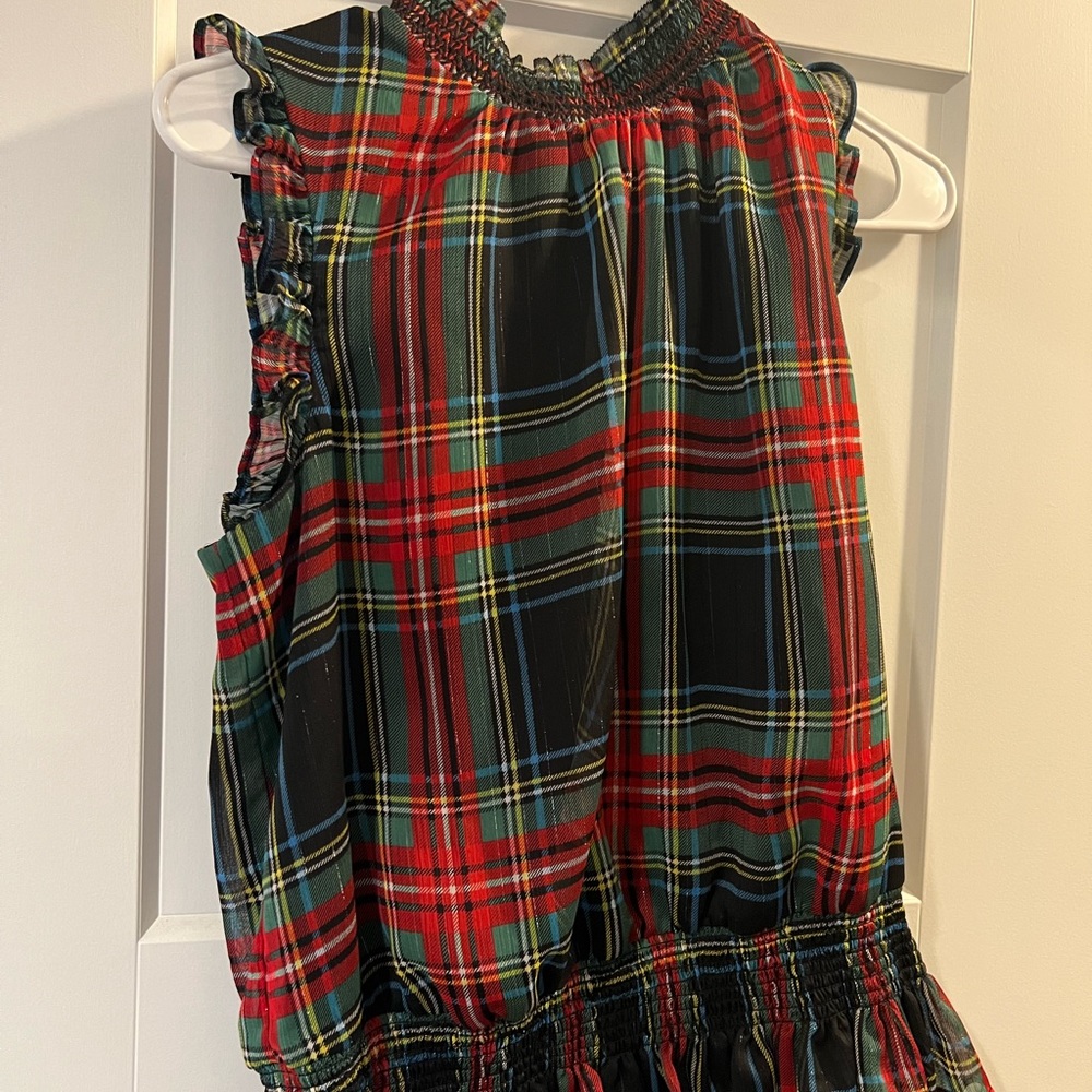 J. Crew Stewart Gilded Tartan Mock Neck Tank Top